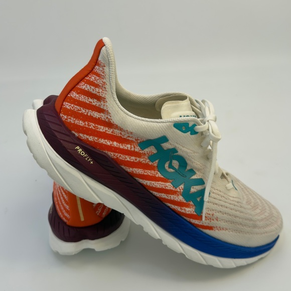 Hoka Cream and Blue Athletic Shoes - Picture 11 of 15